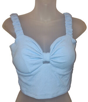 Listicle Women’s Light Blue Sleeveless Knot Detail Top Size L BG25